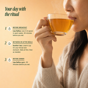 Your day with the ritual: Liáo before breakfast and dinner, the tea between or after meals